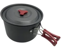 Camping cooking AL-600 Travel Cookware Set for 15 items kettle 3 pots frying pan and kitchen utensils in a camping case