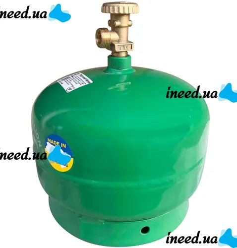 Tourist Gas Cylinder Golden Lion Rudyy SB-605 without burner 8 liters 3kg, Household Cylinder 2.5 kW Propane with Handle GL-2 PK-605 for Home Green