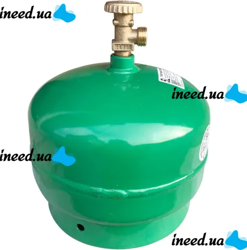 Tourist Gas Cylinder Golden Lion Rudyy SB-605 without burner 8 liters 3kg, Household Cylinder 2.5 kW Propane with Handle GL-2 PK-605 for Home Green
