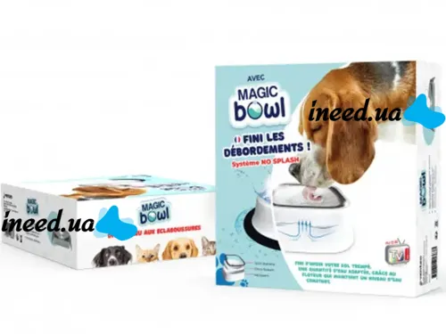 Поїлка непроливайка з плаваючим диском для води Magic Bowl для собак і кішок, Миска антипроливайка для домашніх тварин Біла 1,5 л