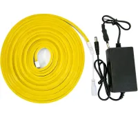 Світлодіодна силіконова стрічка LED NEON 0729 Yellow 5 м з блоком живлення, універсальна неонова гнучка підсвітка 12v-220v 5m в силіконі Жовта