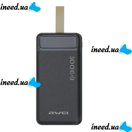 Портативний зарядний пристрій Power Bank Awei P7k 30000 mAh Повербанк, портативний зовнішній акумулятор батарея з індикатором і кабелем для телефону