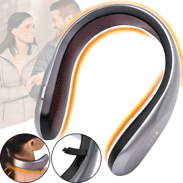 Беспроводной обогреватель на шею Handy Heater Freedom MAG-634 с 4 режимами нагрева от USB, Переносной аккумуляторный мини обогреватель для шеи Серый