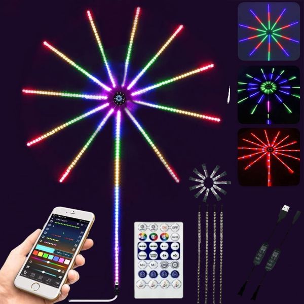Wall Mounted LED Light Fireworks 28Key Kit BT APP LED LIGHT SF-9 with Remote Control Smart Bluetooth Ribbon RGB Smart Firework Music Control