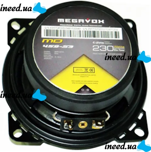Car Speakers Acoustics Megavox MD-459-S3 10 cm 230W 2pcs in Car, Round 3-way Speakers Megavox in Car, Car Acoustics 230W Black