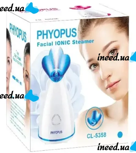 Парова сауна для омолодження та зволоження обличчя з інгалятором Phyopus Facial Ionic Steamer CL-5358, Розпарювач 2в1 з іонізатором для чищення шкіри