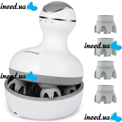 Беспроводной водонепроницаемый массажер Smart Scalp Massager ST-701 для головы, шеи и плеч Аккумуляторный массажер для кошек и собак Verte-X 3D Белый