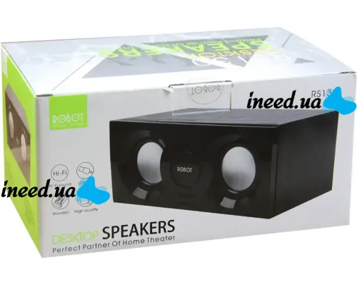 Універсальна комп'ютерна USB колонка Robot RS130 Desktop 5W, Універсальні колонки динаміки для комп'ютера і ноутбука, Акустика для ПК 90172 Чорна