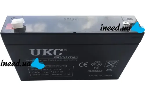 Gel BATTERY UKC 6V 7A lead acid battery