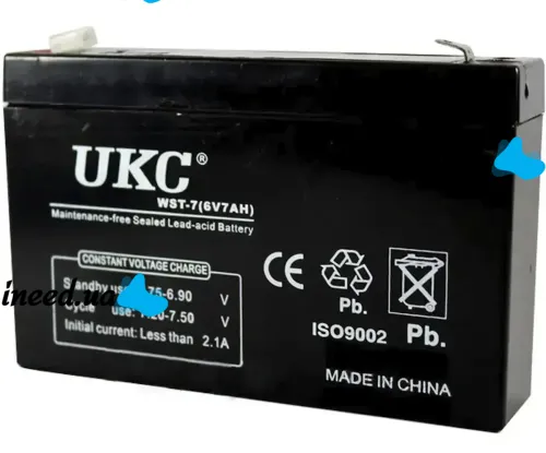 Gel BATTERY UKC 6V 7A lead acid battery