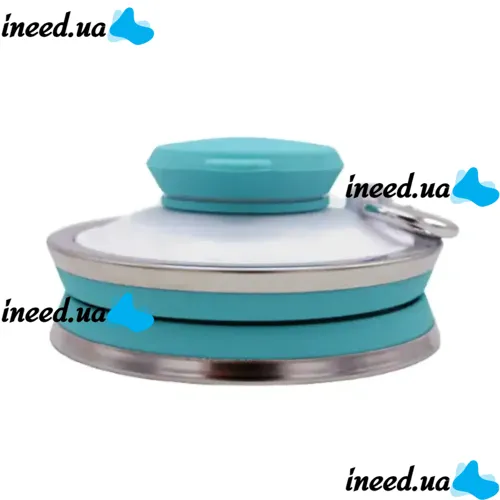 Складна силіконова пляшка Folding travel water cup 9588 0.5 л Бірюзова, Спортивна м'яка пляшка чашка для води