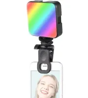 Акумуляторний накамерний відеосвітло Світлодіодна лампа RGB Lamp AY-83 з прищіпкою для телефону фото і відеозйомки, студійний Led світло з різьбленням 1/4