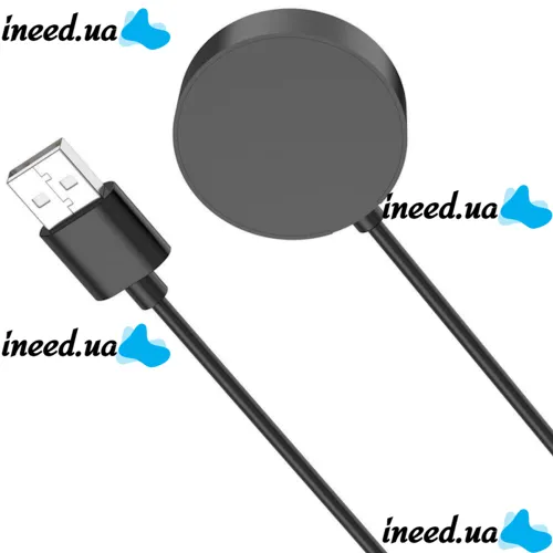 Магнітний зарядний пристрій IS7 Charging Line для Smart Watch T500, Магнітна USB зарядка 37мм 2-конектора для зарядки смарт годинників Чорна