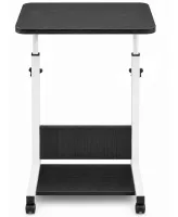 Dujeff HN-640 Bedside Coffee Table on Wheels—Side Table with Rectangular Top and Adjustable Height, 60 x 40 x 80 cm, Gray
