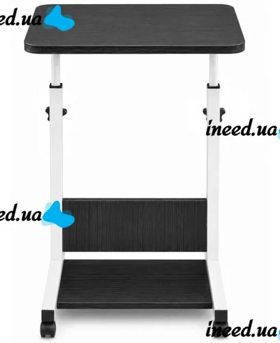 Dujeff HN-640 Bedside Coffee Table on Wheels—Side Table with Rectangular Top and Adjustable Height, 60 x 40 x 80 cm, Gray