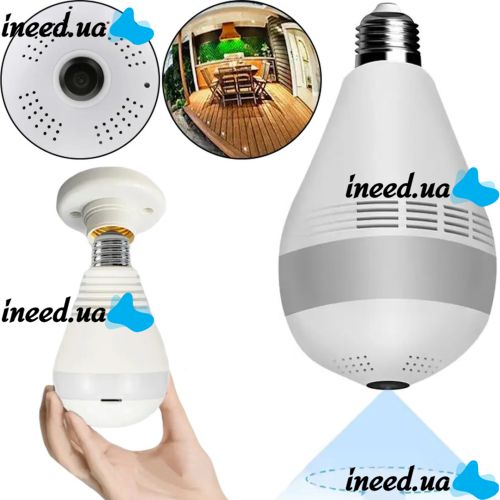 Бездротова панорамна IP Wi-Fi камера відеоспостереження лампочка в патрон E27 CAMERA SMART CAD-B13 H302 2MP стельова з віддаленим доступом 1080P