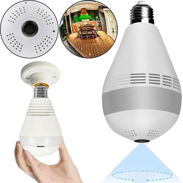 Бездротова панорамна IP Wi-Fi камера відеоспостереження лампочка в патрон E27 CAMERA SMART CAD-B13 H302 2MP стельова з віддаленим доступом 1080P