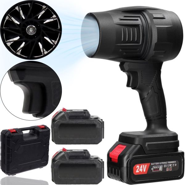 Аккумуляторная воздуходувка фен Blower ETP LD18-21V для уборки снега и листьев с 2 аккумуляторами, Беспроводная дуйка для удаления пыли Черная