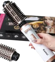 Hair Dryer Styler Brush for Hair Drying Kemei KM-8020 2 in 1, Rotating Curling Brush with nozzle for styling, curling and straightening 1000W White