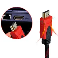 Reinforced Hdmi to Hdmi Cable 5m 1080p in a Winding HDMI to HDMI Extension Cable 5m 5 m, 5 m for Monitor and TV in a braid Black and Red
