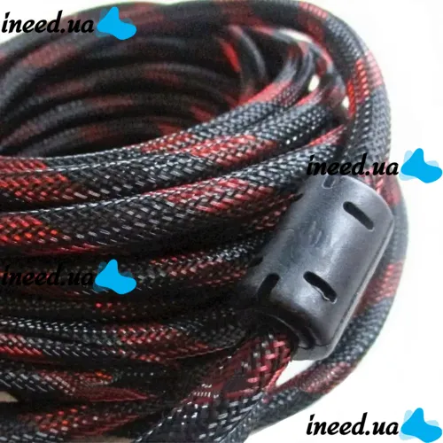 Усиленный кабель Hdmi to Hdmi 10м 1080p в обмотке Кабель-удлинитель HDMI-HDMI 10m 10 m, 10 м для монитора и телевизора в оплетке Черно Красный