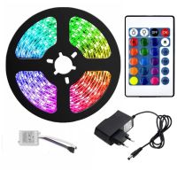 Комплект Світлодіодна LED стрічка 3528 RGB всі кольори 12V кольорова 5м пульт блок, різнобарвна в силіконі SMD2835 багатобарвна світлодіодної стрічки