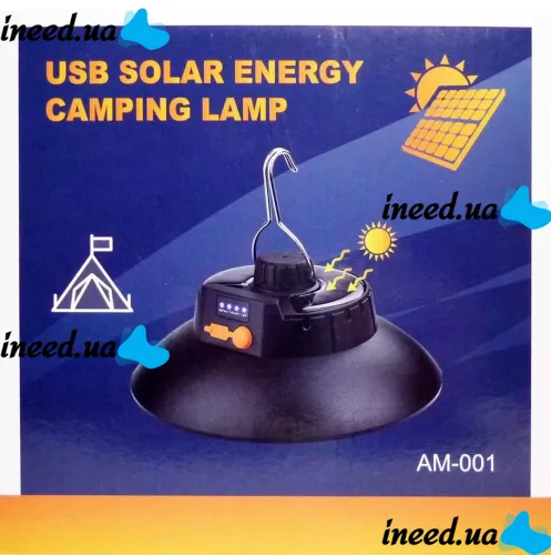 Універсальний підвісний ліхтар Solar Energy Lamp AM-001 з сонячною батареєю і гачком від USB, акумуляторна підвісна лампа для кемпінгу Ma-100