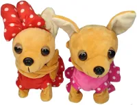 Детская мягкая игрушка компаньон Собачка на поводке My Lovely Pets TV090A в платье Плюшевая собака Чихуахуа лает ходит и виляет хвостом на батарейках