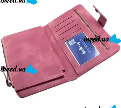 Жіночий гаманець клатч Baellerry Miracle JC224 Pink з відділенням для телефону, жіноче портмоне на 17 відділень для купюр і монет Рожевий