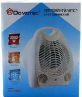 Электрический тепловентилятор Domotec MS-5901 дуйка с 3 режима терморегуляции и ручкой, напольный обогреватель для дома на 22 кв.м. 2000W Белый