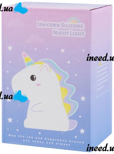 Детский силиконовый ночник Единорог Unicorn Silicone Night Light HQ8686 сенсорный светильник на аккумуляторе с RGB подсветкой и пультом USB
