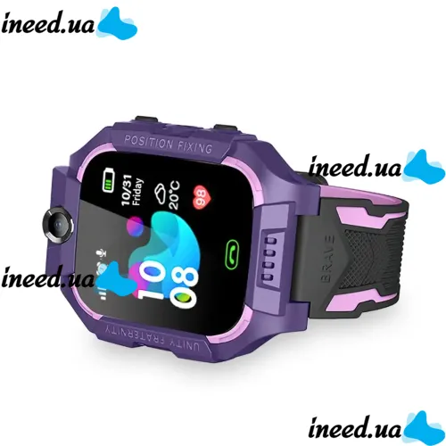 Wrist Smart Children's Smart Watch Smart Watch X17 400 mAh with SIM Card, GPS, Video Call and Flashlight Waterproof for Children Purple