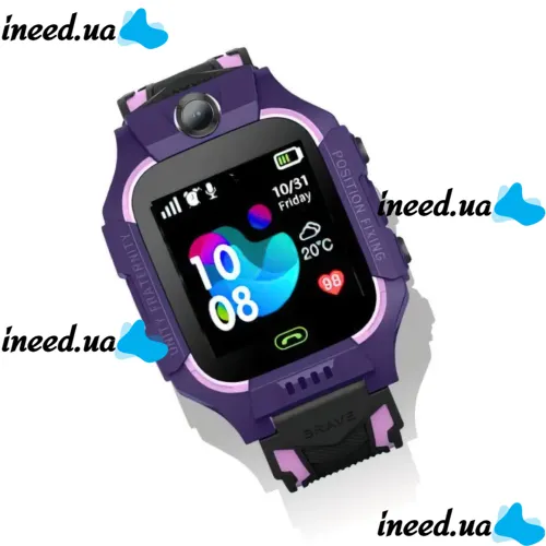 Wrist Smart Children's Smart Watch Smart Watch X17 400 mAh with SIM Card, GPS, Video Call and Flashlight Waterproof for Children Purple