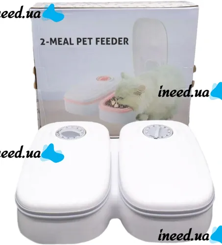 Автоматична подвійна годівниця дозатор 2-Meal Pet Feeder MA - 6 для собак і кішок 659-3 з таймером, Комплект годівниць 2шт по 600 мл для тварин