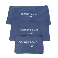 Набір дорожніх сумок органайзерів Secret Pouch 6 штук Сині, Чохли мішки для зберігання одягу у валізі, водонепроникні для подорожей laundry, водонепроникні для подорожей
