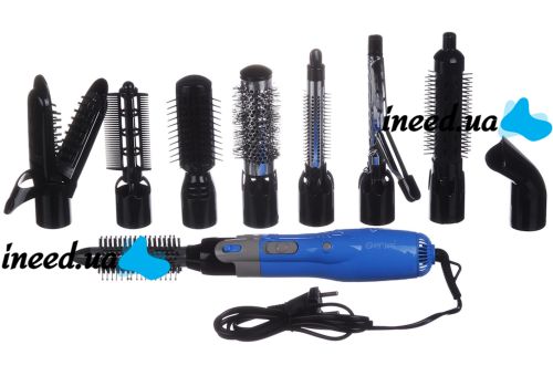 Hair dryer comb for drying hair Gemei GM-4833 10 in 1 styler brush brush, set for styling and curling, multi-styler with replaceable nozzles 1000W