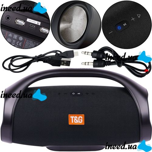 Large Wireless Music Speaker T&G Booms Box Big Black with Handle Portable Bluetooth Speaker Style T&G Boombox USB AUX for Android IOS