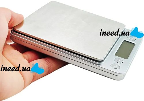 Большие ювелирные весы Domotec MS-1729 от 0.1 гр до 2000 гр на 2 кг граммовые электронные весы с 2-мя чашами тарами и дисплеем на батарейках Серые