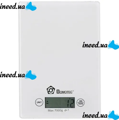 Domotec MS-912 Kitchen Electronic scales from 1 g to 7 kg, MX-402 Rectangular sensor scales with a flat platform for weighing products White