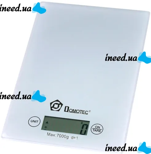 Domotec MS-912 Kitchen Electronic scales from 1 g to 7 kg, MX-402 Rectangular sensor scales with a flat platform for weighing products White