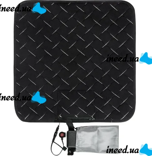Square Mat Bedding Folem KM-56711 Heated for Chairs, Legs and Animals Heating Pad 45x45 cm 3 Modes of Operation from USB Power Bank in Bed Black