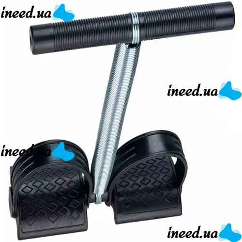Пружинный эспандер Tummy Trimmer L1013 для мышц рук, живота и спины с креплением для ног, Спортивный тренажер Тами Тример для укрепления тела Черный