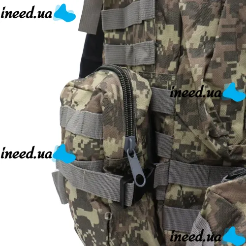 Тактичний чоловічий рюкзак B08 на 55 л зі знімними підсумками, туристичний військовий баул (55х40х25 см) з системою Моллі Oxford 600D Піксель