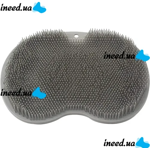 Silicone Massage Mat Cleaner Brush Shower Foot Scrubber Mat LY-379 Grey for Back and Legs with Suction Cups, Wall-mounted Non-slip Washcloth for Shower Grey