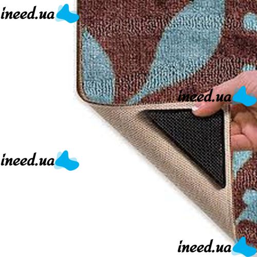 Набір тримачів для килимів 4 шт Ruggies Amazing Reusable Rug Grippers кутові Липучки-фіксатори для килимів