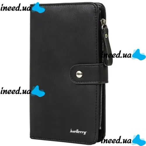 Жіночий гаманець клатч Baellerry Miracle JC224 Black з відділенням для телефону на кнопці, жіноче портмоне на 17 відділень для купюр і монет Чорний