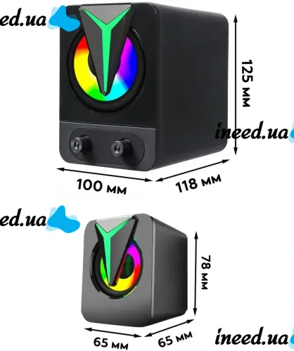 Музичні комп'ютерні колонки Hotmai Speaker FT-25-2.1 з RGB підсвічуванням для ПК, акустична система з сабвуфером і сателітами 9W USB 3.5 мм FT-25