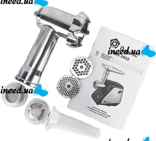Kitchen Electric Meat Grinder Domotec MS-2022 3000W, Household Electric meat Grinder with sausage and kebbe attachments and a 3000W Homotek Pusher Black