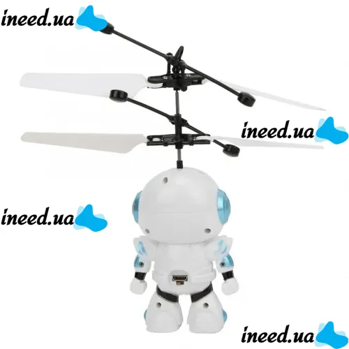 Літаючий робот Robot Flying Aircraft VIATOYS PC520 летить за рукою, Індукційна літаюча USB іграшка з сенсорним управлінням від руки і підсвічуванням