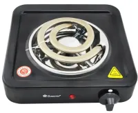 Настільна спіральна електрична плита на одну конфорку Domotec MS-5531 1000w одноконфорочная електроплита з широкою спіраллю і термостатом Чорна